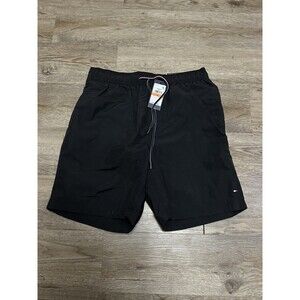 Tommy Hilfiger Swim Trunks Mens Small Black Mesh Lined Drawstring Shorts Preppy